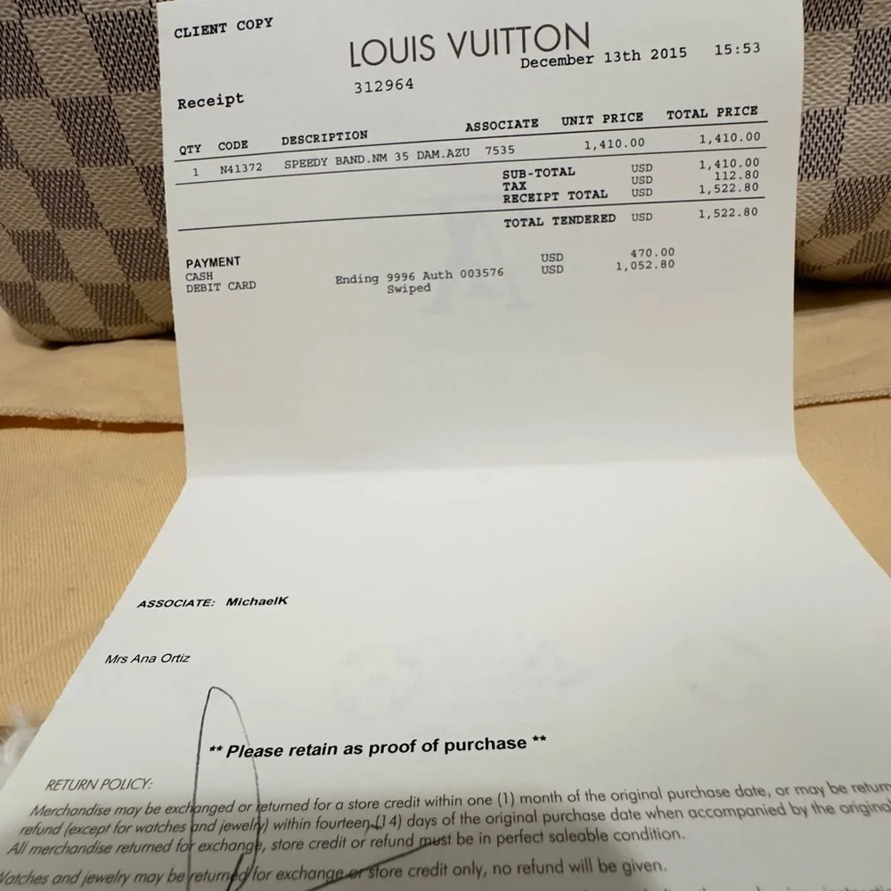 Louis Vuitton Damier Azur Satchel - Cream and Tan 35 - Picture 5 of 16